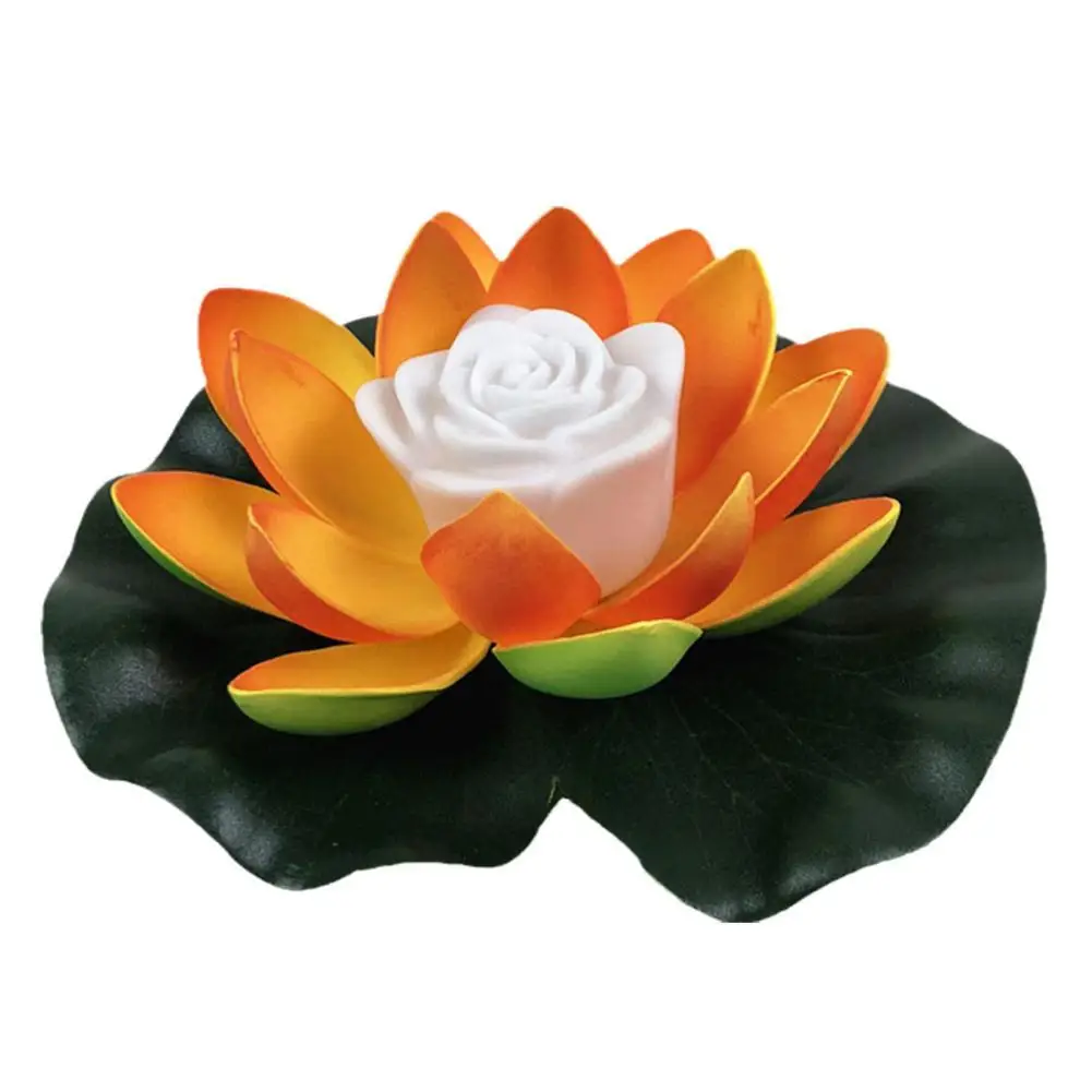 LED Waterproof Floating Lotus Light Lotus Floating Pool Accessories Garden Home Water Lamp Night Lamp Lighting Lotus Decor J9H4