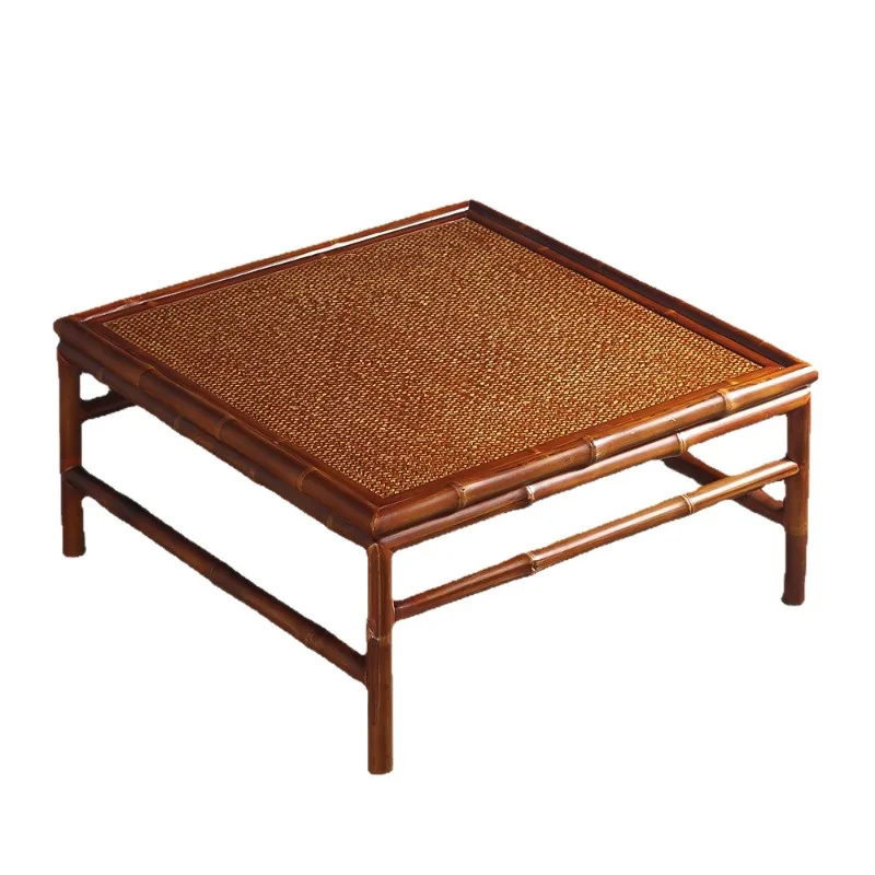 Classical Chinese red bamboo handmade tatami small tea table, kang several bay window table small tea table, low table coffee