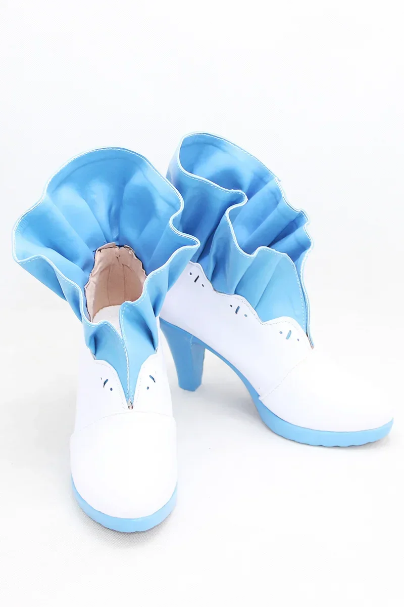 Shimamura Uzuki Cosplay Shoes PU Leather Shoes Halloween Carnival Boots Cosplay Prop White High Heels Big Size Custom Made