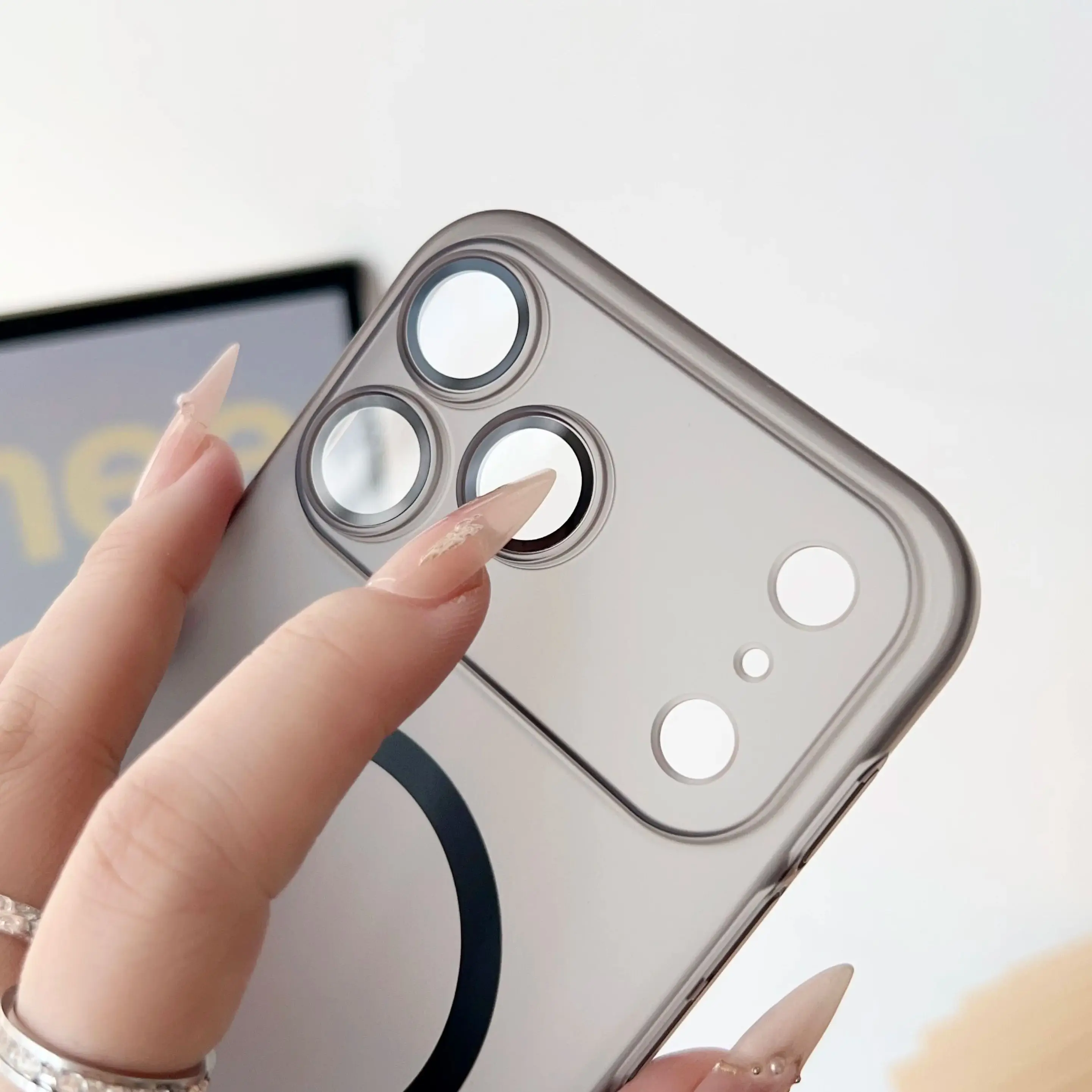 عدسة زجاجية بلوري لهاتف Magsafe حافظة مغناطيسية لهاتف iPhone 17Air 16E 16 15 14 Plus 13 12 11 17 Pro Max غطاء شفاف للشحن اللاسلكي #3