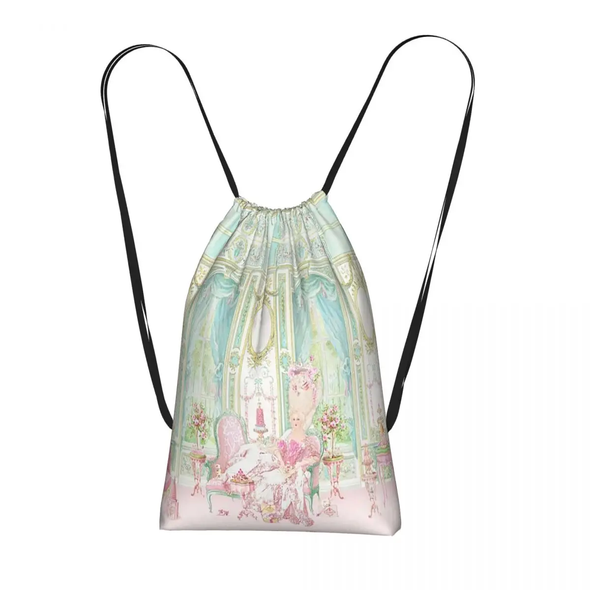 Marie Antoinette The Pink Room Drawstring Backpack hiking cycling Bag Lightweight Foldable Storage Drawstring Bag for Men Women
