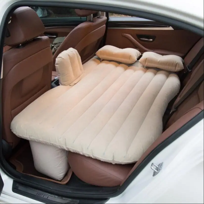 Drive Travel Inflatable Car Bed SUV Back Seat Cover Air Mattress Camping Companion Flocking Cloth