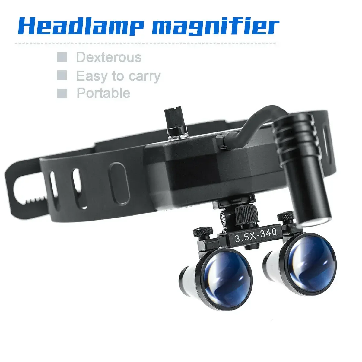 Dental Instrument Medical Surgical Magnifier Headband Magnifying Dental Loupes with 5W LED Lights Headlight 2.5X420mm/3.5X-340mm