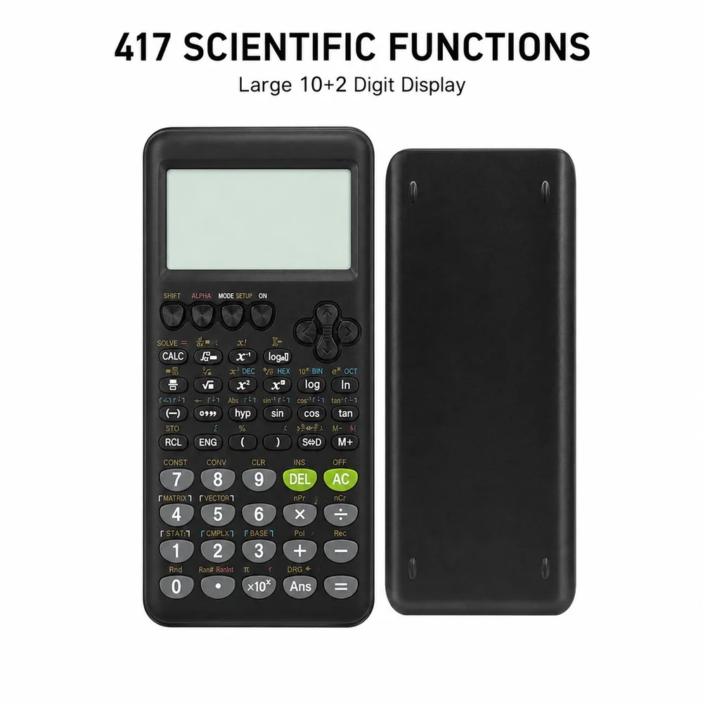 Scientific Calculator 417 Functions Natural Textbook Display, Matrix Vector Statistics Equation Tool with Hard Cover