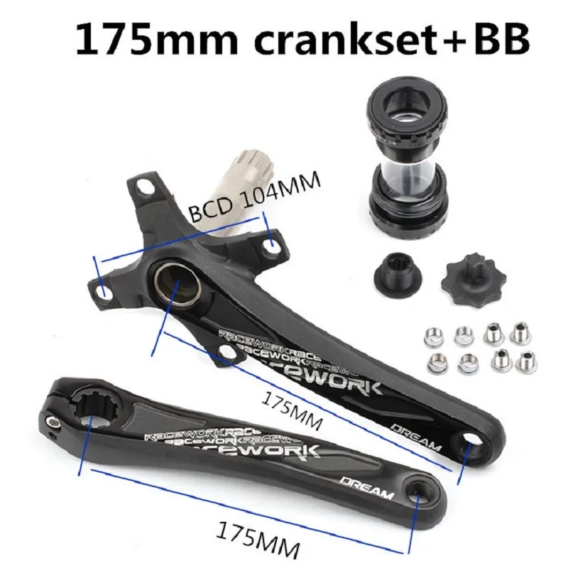 Mountain bike hollow integrated tooth disc crank 104bcd middle shaft set aluminum alloy 170mm 172mm 175mm Bottom bracket BB