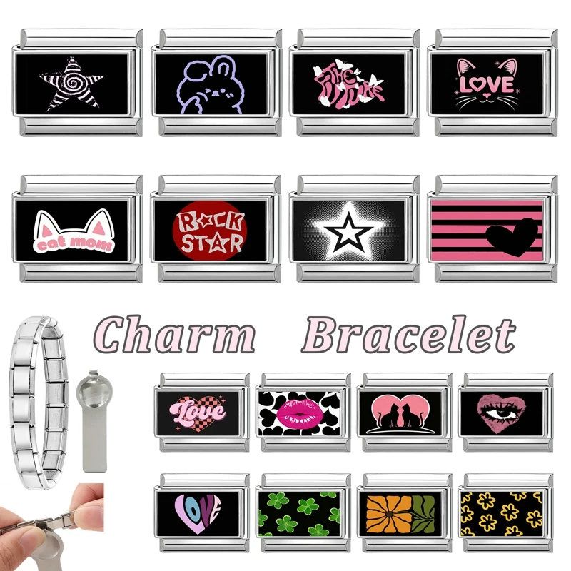 جديد جميل الحيوانات الأليفة القطط والكلاب وصلات سحرية إيطالية تناسب 9 مللي متر سوار الفولاذ المقاوم للصدأ النساء الرجال DIY بها بنفسك صنع المجوهرات #3