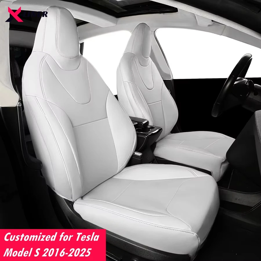 Customized Fully Surrounded Seat Cover for Tesla Model S 2016-2025 PU Leather Front & Rear Cushion Protector Won't Affect Airbag