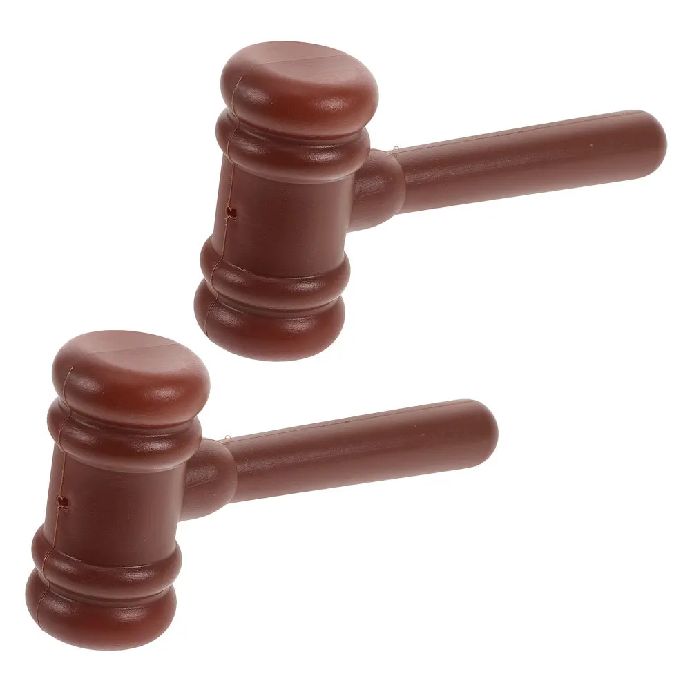 

2Pcs Judge Hammer Prop Realistic Design for Kids Role Play Costume Accessory Plastic Gavel for School Plays and Educational