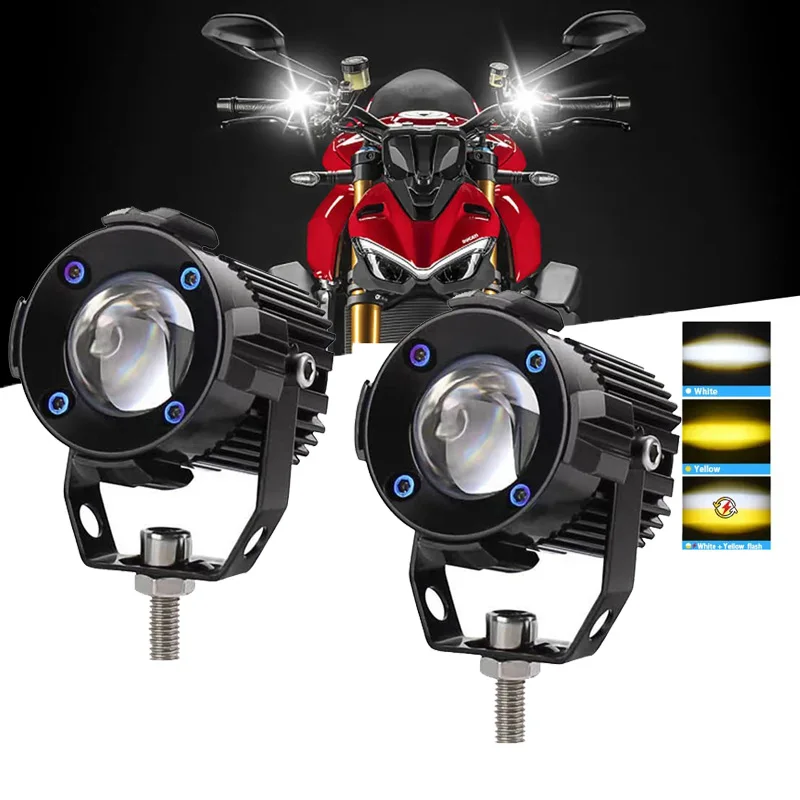 

Motorcycle Universal 30W LED Headlamp Spotlight Dual Color High beam Auxiliary Fog Light Headlight Driving Lights Spot Lights