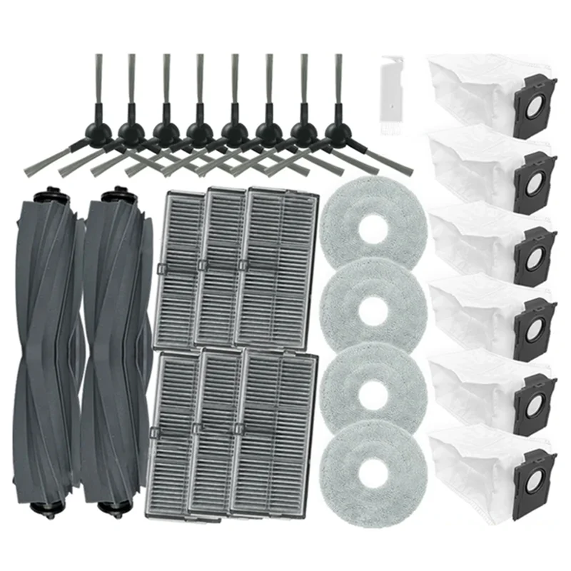 WHYY-For Dreame Mova E30 Ultra Vacuum Replacement Parts Main Side Brush Hepa Filter Mop Cloth Dust Bag Accessories