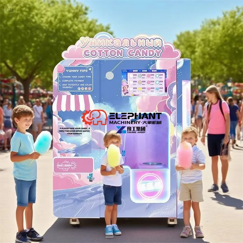 Hot Sale Swipe Card and Coin-operated One-button Popcorn Machine Automatic Cotton Candy Vending Machine.