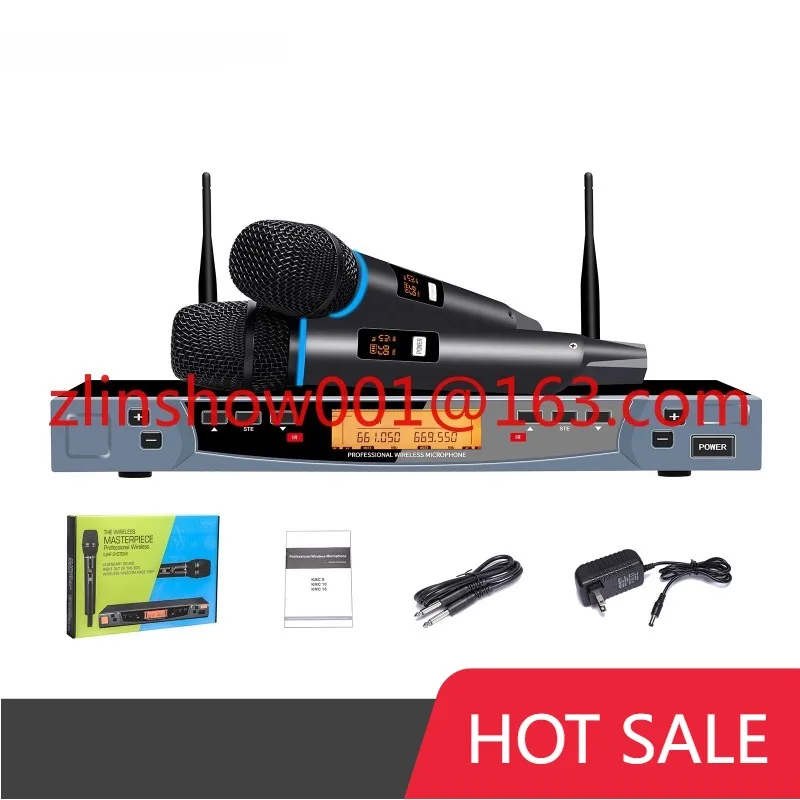 

KMC10 Family/KTV Used UHF Wireless Microphone 2 Channels Metal/Half Metal Handheld for Singing