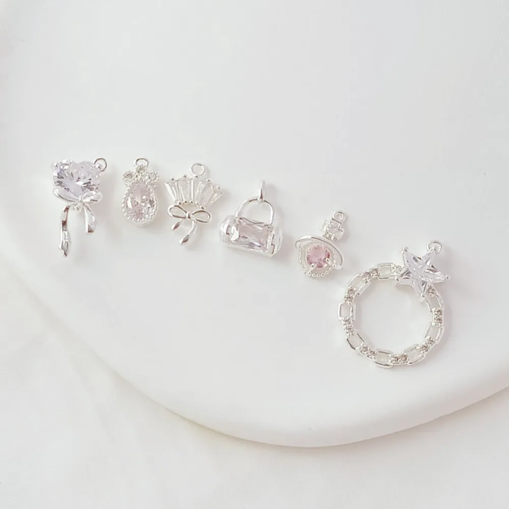 

Silver-inlaid Zircon Crystal Water Drop Dress, Bear Purse, Heart Pendant, DIY Bracelet Jewelry Pendant