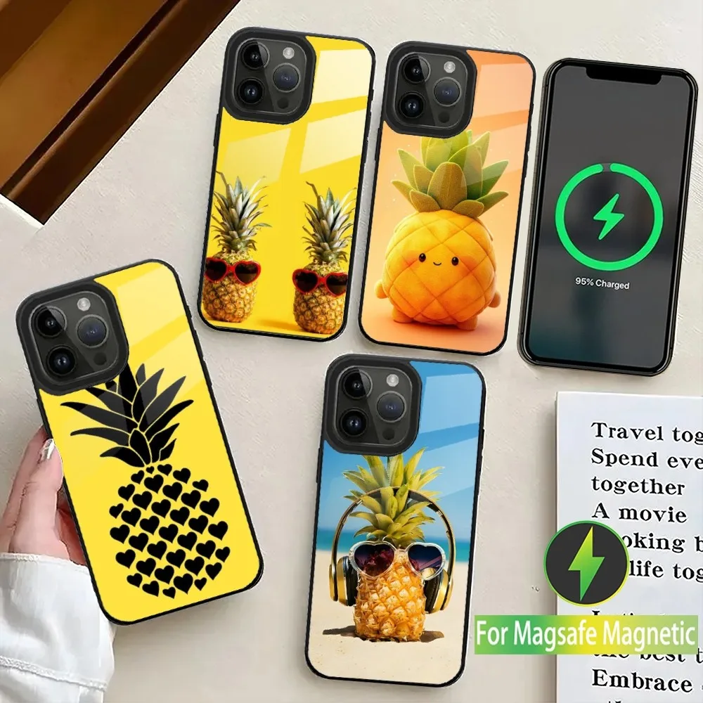 Fruit Pineapple Phone Case For iPhone 16,15,14,13,12,11,Plus,Pro,Max Mini Magsafe Magnetic Wireless Charging