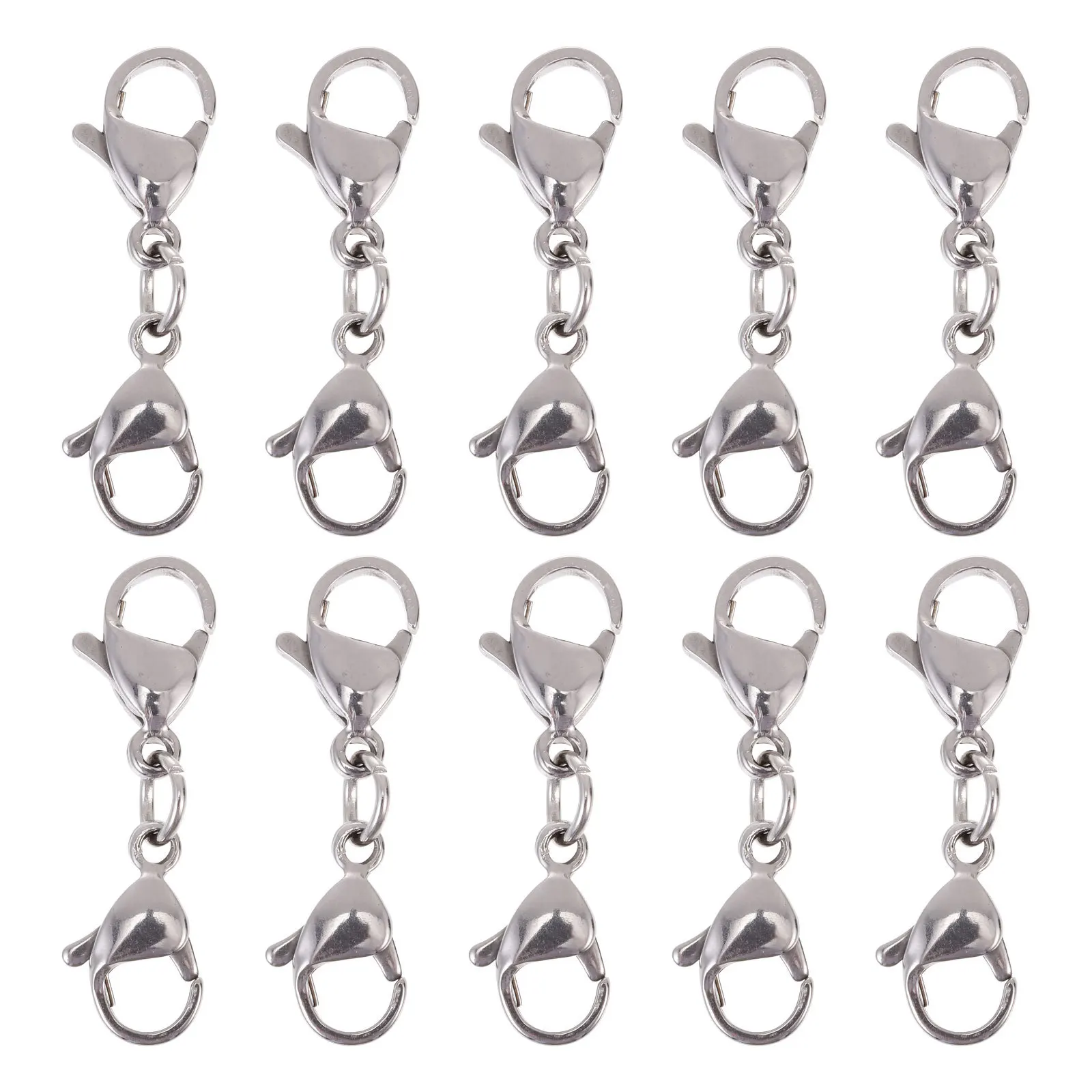 

10Pcs Multifunctional Stainless Steel Lobster Buckles Easy to Use Connecting Clasp for DIY Jewelry Keychain Bag Replacement