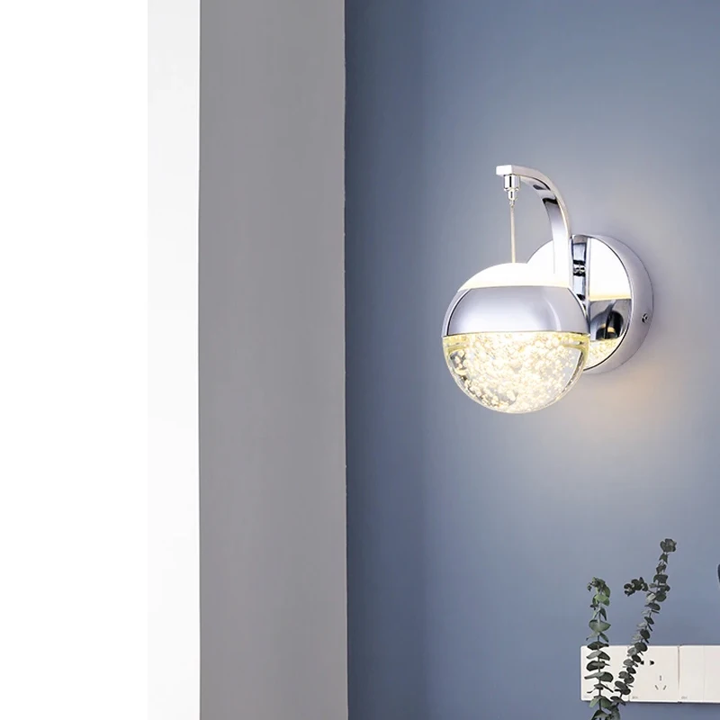 Semplice camera da letto comodino lampada da parete in cristallo a led soggiorno moderno sfondo applique da parete sala da pranzo di lusso scala illuminazione a LED
