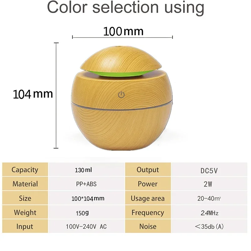 Humidificador de aire eléctrico, difusor de Aroma ultrasónico de madera, fabricante de niebla fría de aromaterapia de aceite esencial para dormitorio