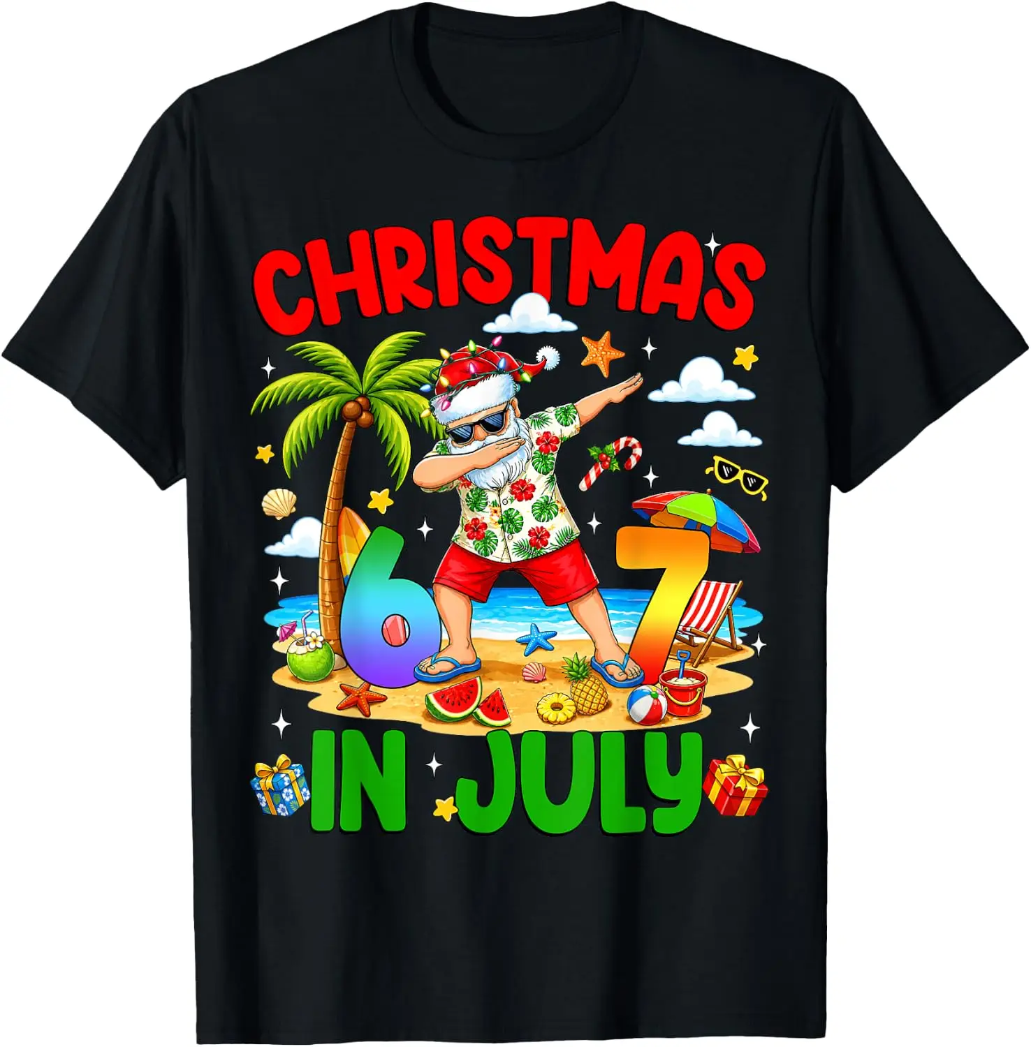 Christmas In July 67 Dabbing Santa Hawaiian Xmas Summer Kids T-Shirt Christmas,Santa,USA Flag,Christmas Tree,Xmas Lights,Funny,Merry Christmas,Red Santa Hat,Xmas Family,Men Women