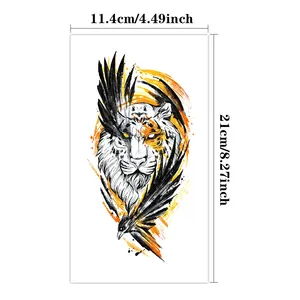 ماء لاصق مؤقت الوشم تاج روز زهرة النمر الأسد المحارب الصليب الجسم الفن الذراع وهمية الوشم كم النساء الرجال أعلى 6 مبيعات الأسد الصليب الوشم - رقم 1