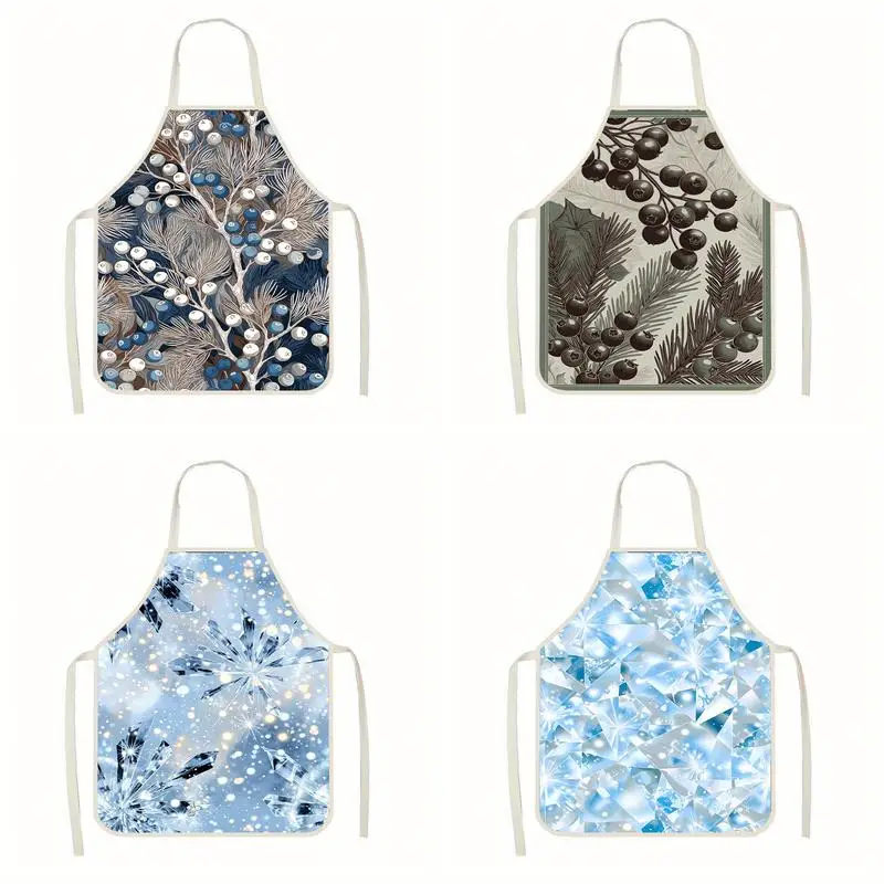 

Frosty Digital Pattern Aprons Linen Apron, Suitable For Kitchen Cooking, Parent-Child Interaction, Painting And Other Scenarios