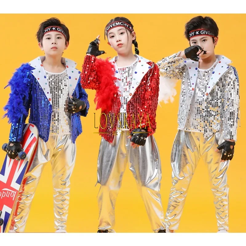 Sequin New Children's Jazz Dance Performance Costume Drum Street Dance Show Modern Performance Costume