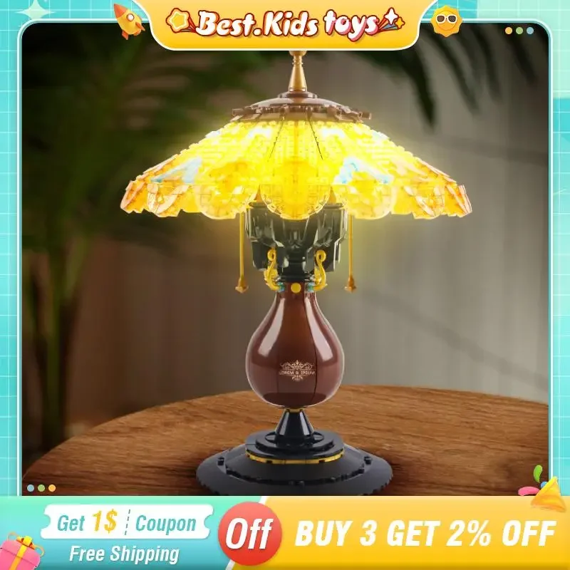 804PC Retro Tafellamp Bouwstenen Speelgoed Creatieve Ideeën Bureaulamp Licht Model Bakstenen Kinderen Speelgoed Volwassen Meisje Gift Woondecoratie