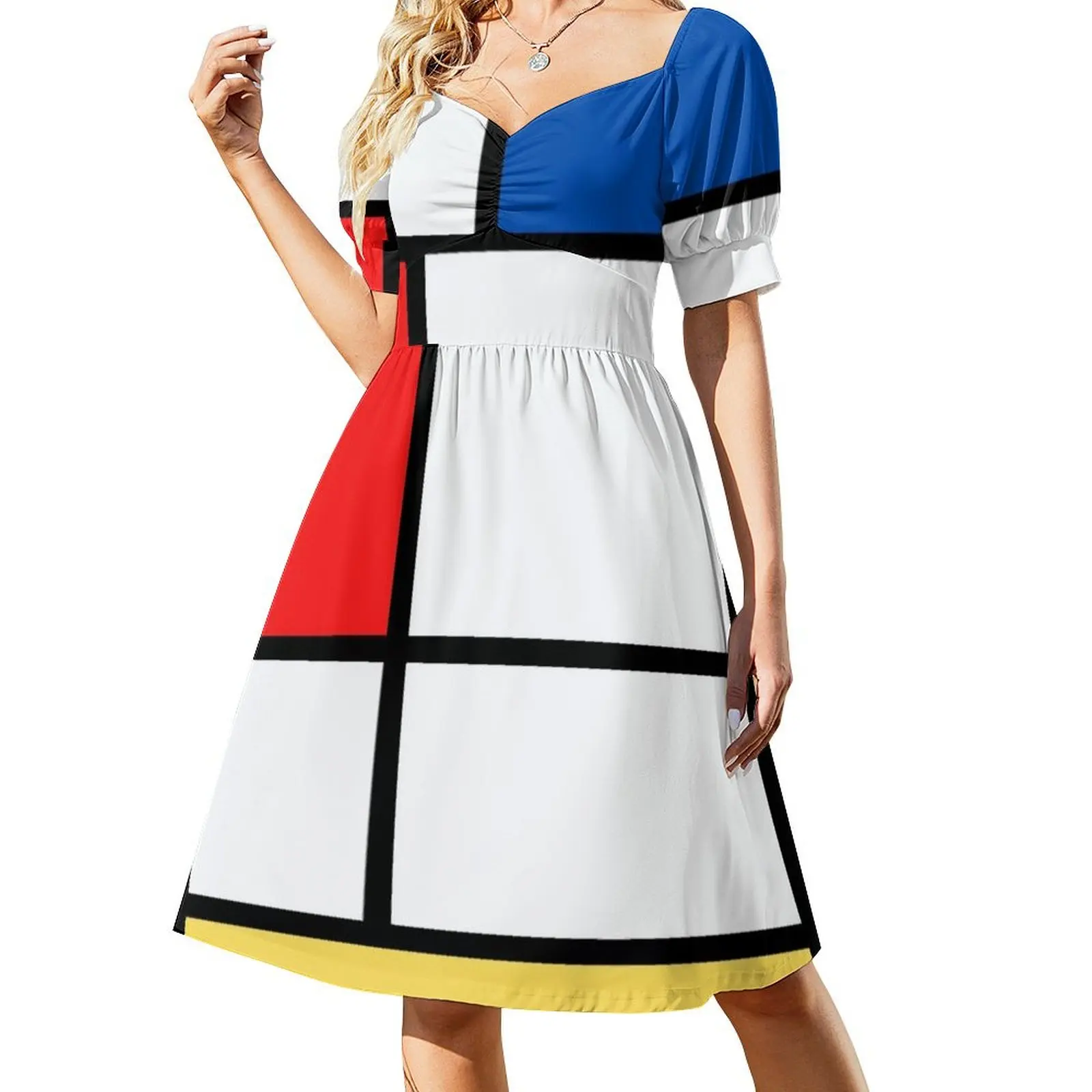 

De Stijl #1 (Mondrian Inspired) Modern Bauhaus Abstract Short Sleeved Dress summer woman dress 2025 Women's dress