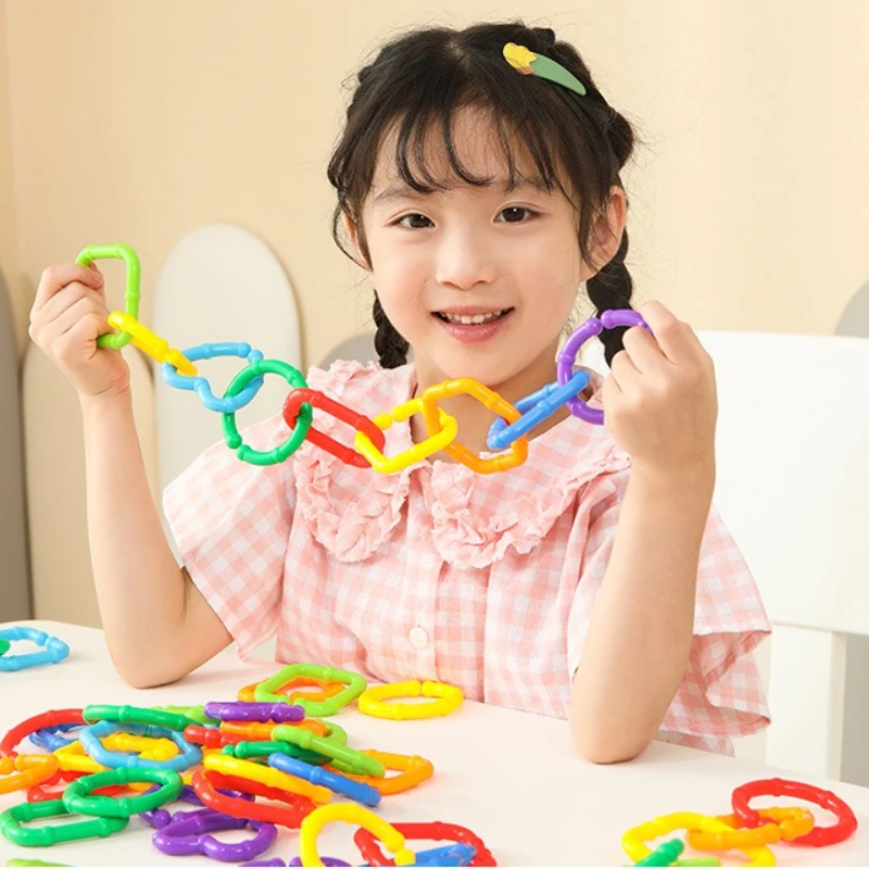 الأطفال هندسية سلسلة مشبك اللبنات ألعاب تعليمية قوس قزح هوك سلسلة الأطفال ألعاب التدريب العمل #2