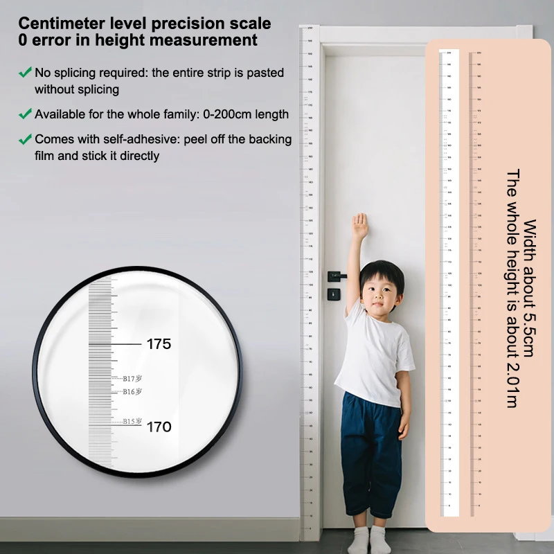 New Cartoon Height Measurement Wall Sticker Accurate Clear Scale Up To 200cm Removable For Kids Bedroom Nursery Home Decor