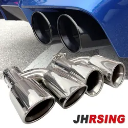 1 Pcs Car Univeral Exhaust h Type Dual Tips 304 Stainless Steel Tail Pipes For Muffler Modify Nozzle Decorate