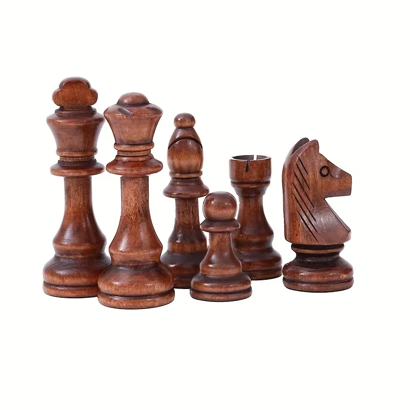 32-teiliges Holzschach-König-Spiel-Set, Höhe 110 mm, Schachfiguren, Schach, Lederbrett, Wettbewerbe-Set, Schachgeschenk für Kinder und Erwachsene – Detail 3