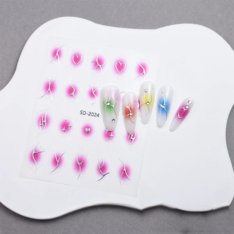 1 PC Gradient เส้นรูปร่างสติกเกอร์เล็บ DIY หลายสี Stereoscopic บรรเทาเล็บรูปลอกตกแต่งเล็บ Art Salon