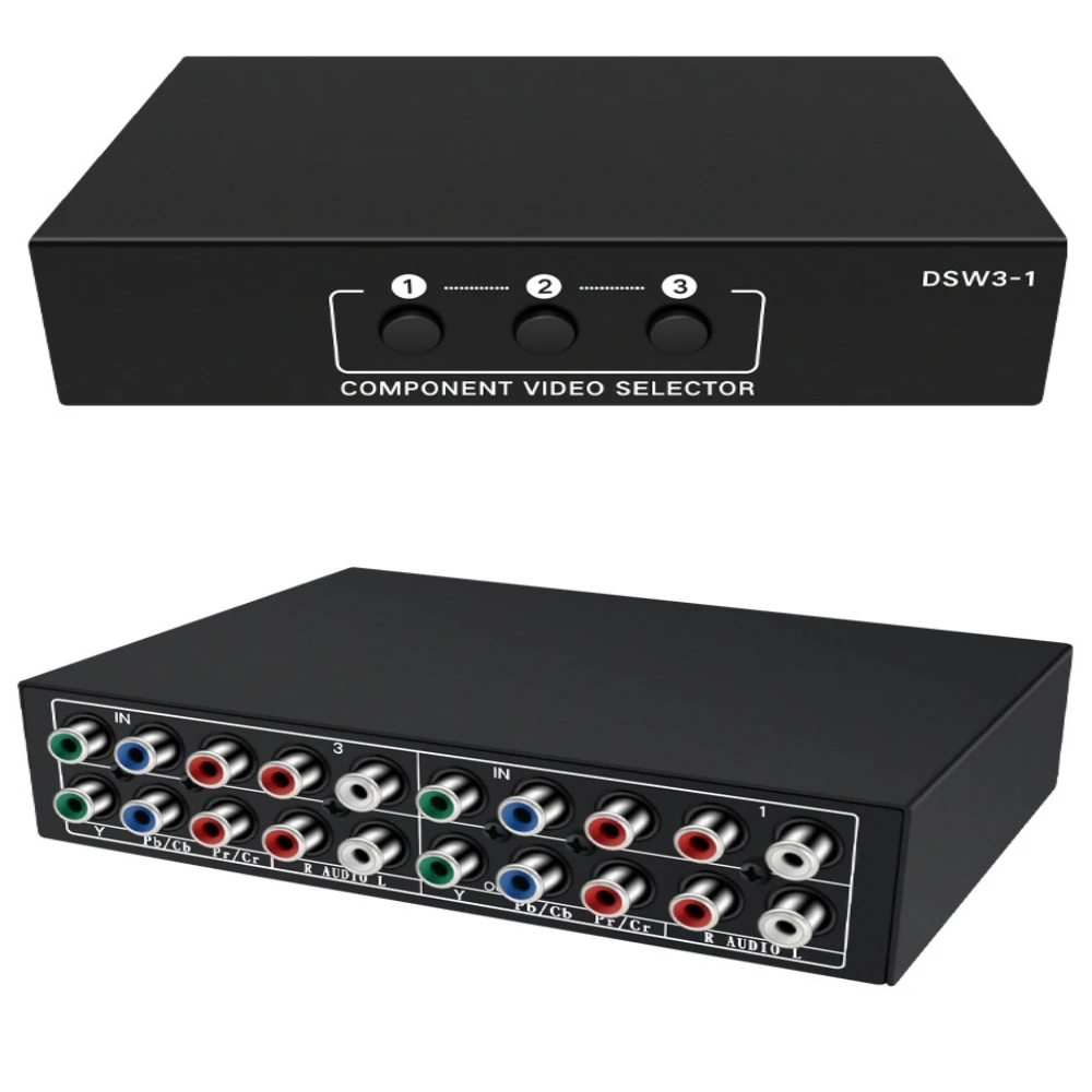 

‌ ‌ Компонент CVBS RGB Переключатель 3 в 1, выход 5 RCA L/R Компонент Ypbpr Переключатель AV Переключатель-концентратор для PS3 Wii Xbox DVD HDTV