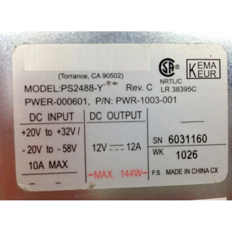 PWER -00061 PWR-1003-001 12V12A مزود الطاقة PS2488-Y REV.C
