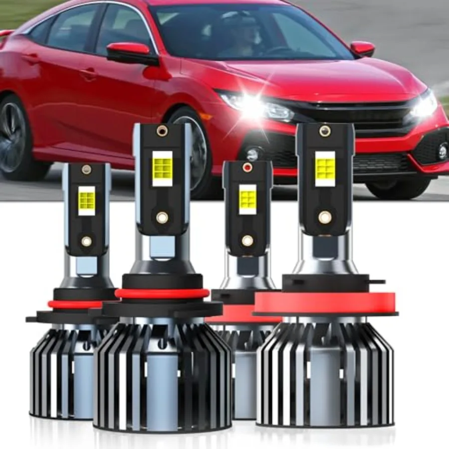 

Лампы для Honda Accord 2016-2018, Honda Civic 2021-2022, 9005 (дальний свет), H11 (ближний свет), высокая мощность, 6500K, белый свет, Plug and Play