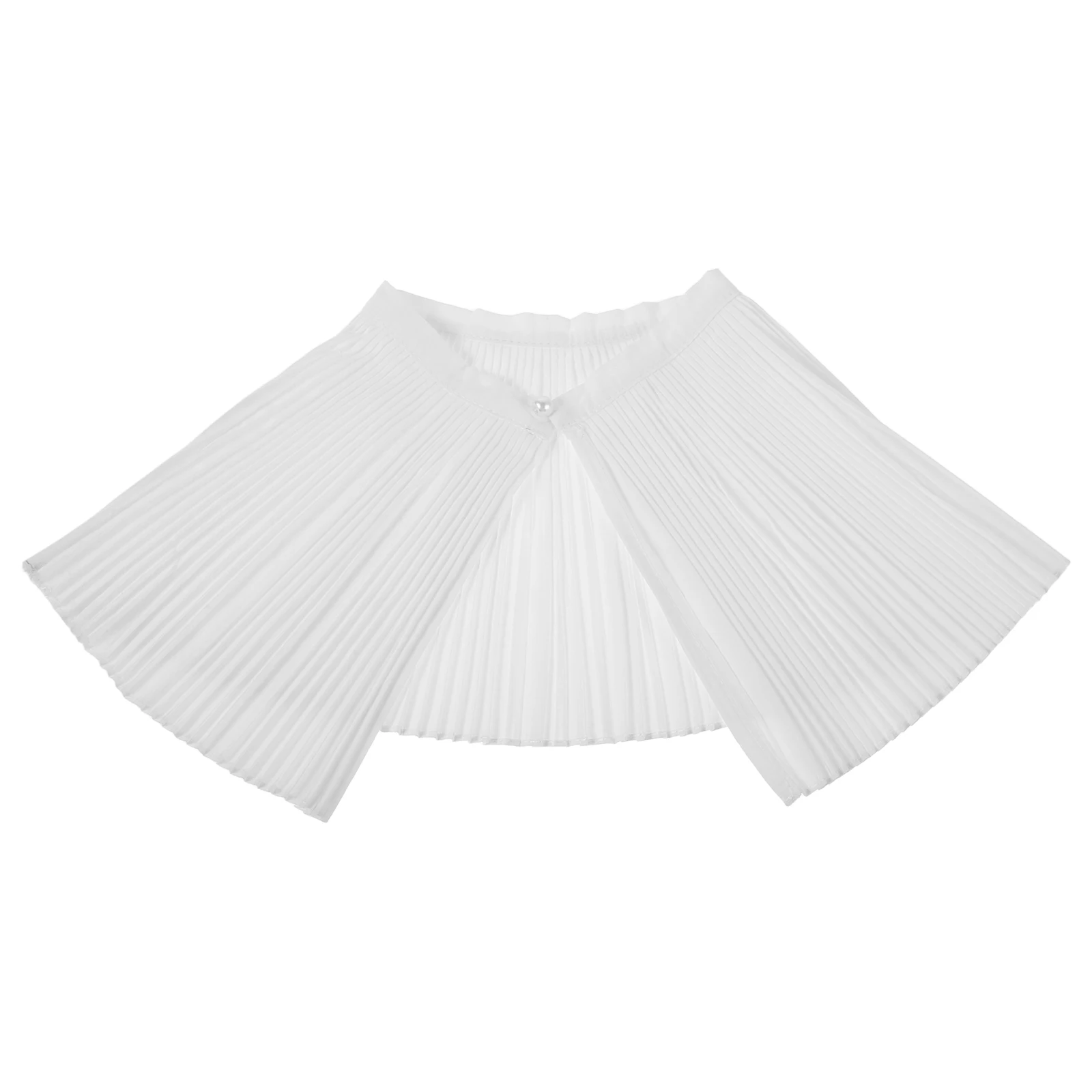 

Retro Pleated False Collar For Women Elegant Shawl Neck Cape Detachable Scarf Accordion Pleats Large Lapel Spring Autumn