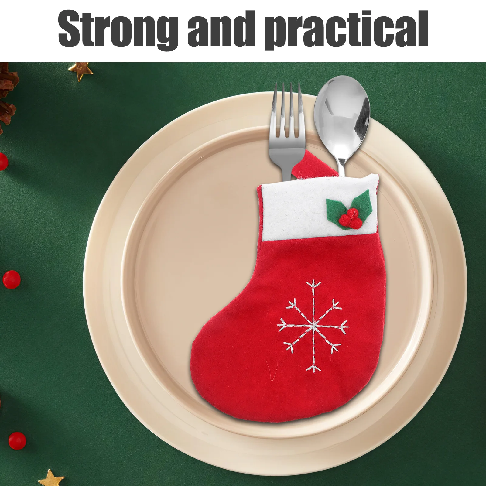 

12pcs Christmas Sock Silverware Holders Mini Holiday Stockings Cutlery Utensil Storage Xmas Table Decor Party Centerpiece