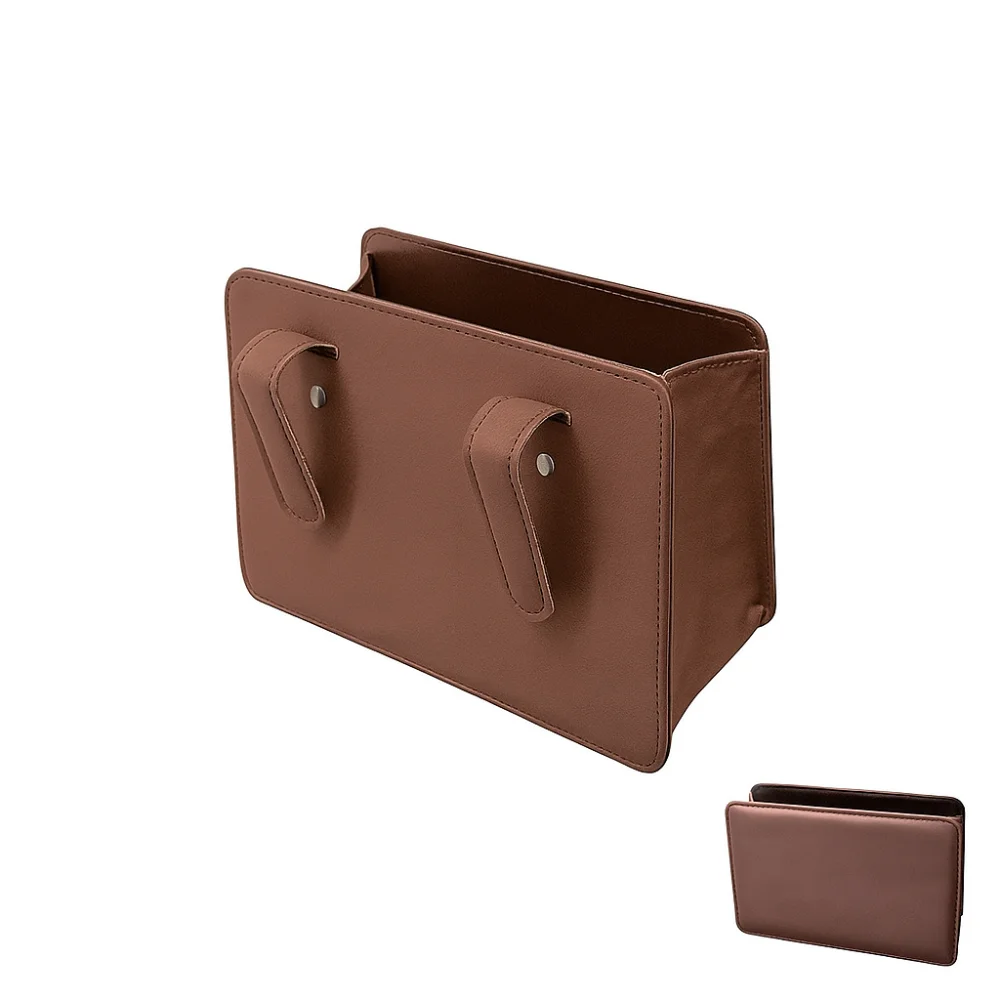 

Multifunctional Car Trash Bin PU Leather Solid Color Car Interior Storage Organizer Foldable Structure