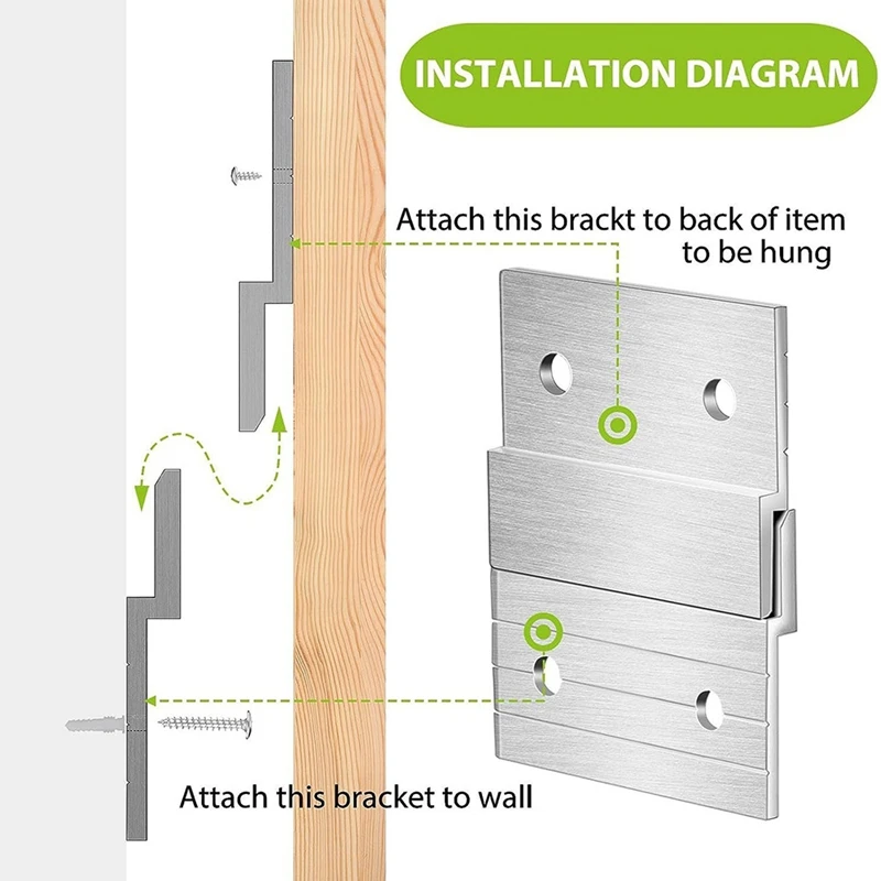 A50I 10Pair Cleat Hanger Heavy Duty Metal Hanger Photo Rack Art Frame Wall Hardware Z-Barfor Hook Mirror