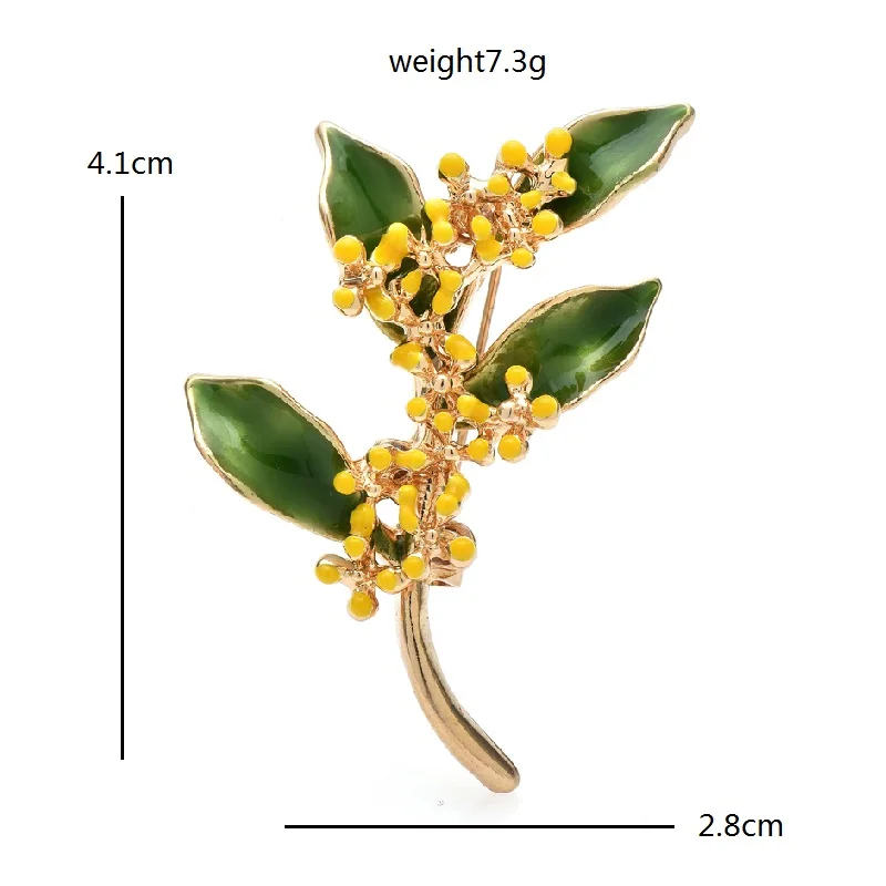 Wuli&baby Fragrant Flower Brooches For Women Yellow Enamel May Flower Plants Party Casual Brooch Pin Gifts