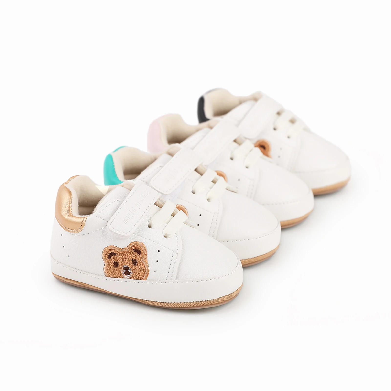 Baby Boys Girls Moccasins Sneakers Bear Embroidery Soft Sole Flat Shoes Prewalker Anti-Slip Shoes First Walker Infant Shoes