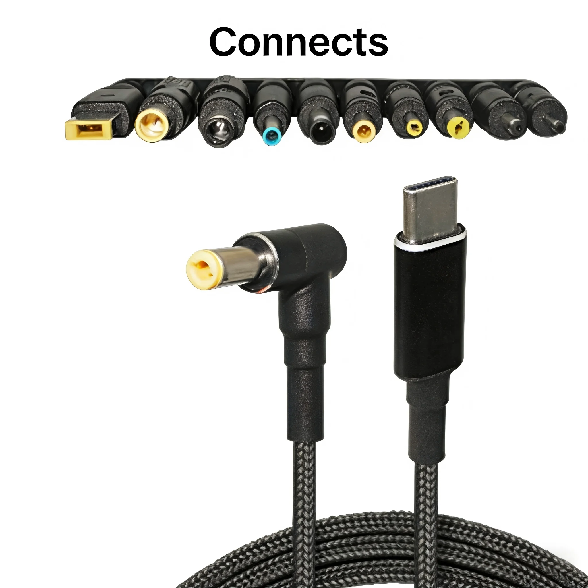 Universal 100W Type-C DC Power Adapter USB-C Fast Charging Cable for Notebook Laptop Charging