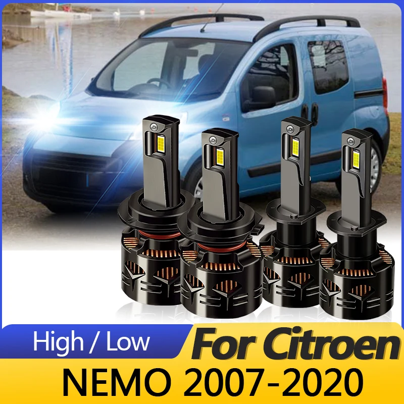 2PCS 30000LM 12V H4 Canbus LED Headlight Light Hi/Low Beams White car lights For Citroen NEMO 2007-2020 Plug and Play accessory