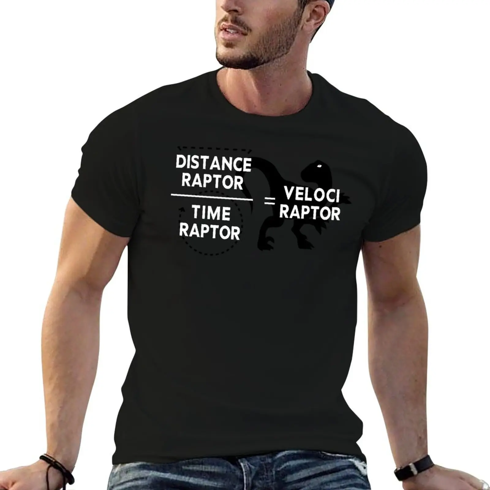 Distance Raptor Over Time Raptor Equals Velociraptor T-Shirt Vintage Print Crew Neck Tee