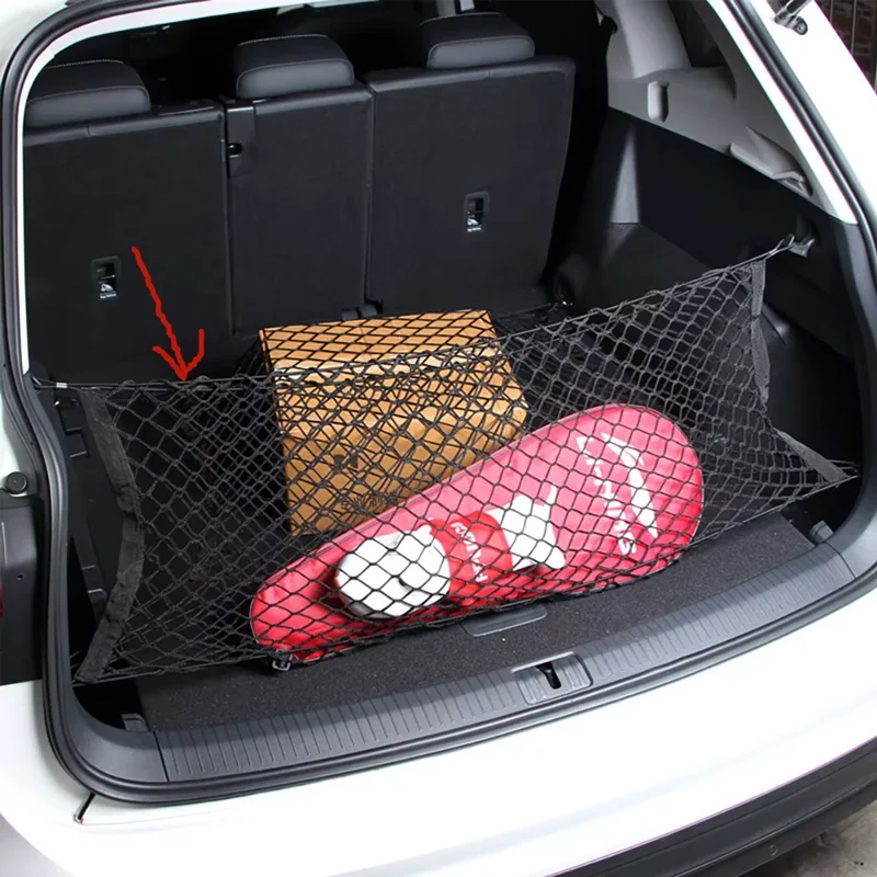 90x40cm Mesh Rack Universal Car Trunk Rear Storage Luggage Nylon Elastic Mesh Strap Hook Pocket Car Trunk Organizer image 2