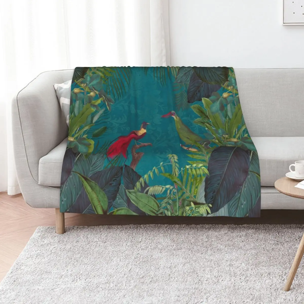 Birds Of Jungle Vintage Botanical Illustration Throw Blanket for winter Personalized Gift Flannel Blankets