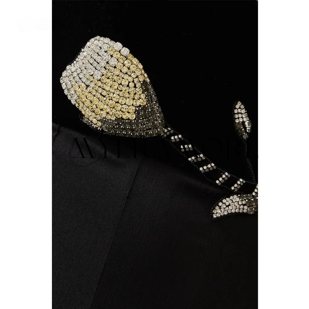 Contrasterende kleur Avondjurken Roze Vierkante hals Kralen A-lijn Theelengte Celebrity Galajurken Op maat gemaakte فسات voiture