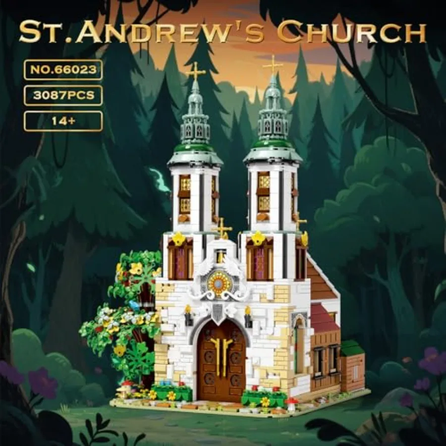 St.Andrew's Church Architecture Bausatz mit LED-LeuchtenMOC Street Modular Collectible Display Kit Construction Building Mo