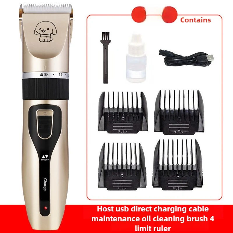 Low Noise Electric Pet Grooming Kit - USB Rechargeable Wireless Trimmer for Dogs and Cats, with Limit Comb, Professional Razor