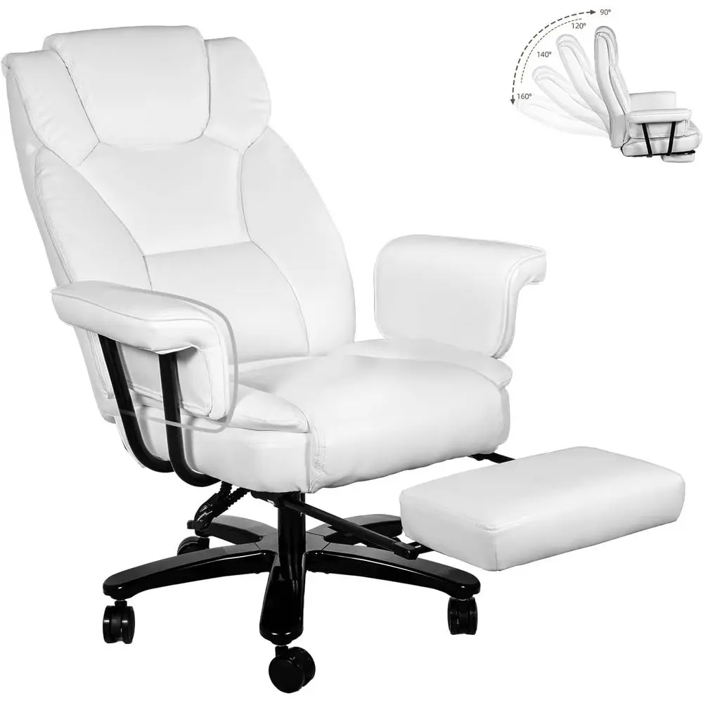 Reclining Oice Chair with ootrest, Big and Tall Home Oice Desk Chairs 400lbs with High Back, Criss Wide Seat, Heavy Duty Base, P